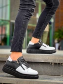 KB-X155 Kuback Beyaz Cilt Siyah Cilt Detaylı Siyah Yüksek Taban Günlük Spor Ayakkabı thumbnail 2