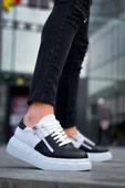KB-X155 Kuback Siyah Cilt Beyaz Cilt Detaylı Beyaz Yüksek Taban Günlük Spor Ayakkabı thumbnail 4