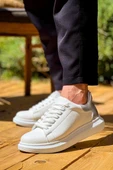 KB-X500  Kuback Beyaz Gümüş Yüksek Taban Bağcıklı Günlük Erkek Ayakkabı thumbnail 3