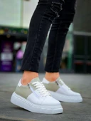 KB-X155 Kuback Beyaz Cilt Gri Süet Detaylı Beyaz Yüksek Taban Günlük Spor Ayakkabı thumbnail 2