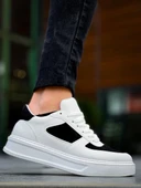 KB-X8 Kuback Beyaz Siyah Cilt Yüksek Taban Günlük Spor Ayakkabı thumbnail 3