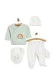 Little Life %100 Pamuklu Bebek Yenidoğan 5'li Unisex Bebek Hastane Çıkış Seti (5 PARÇA)-impala Tıcaret - 1