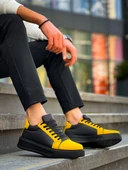 KB-X46 Kuback Siyah Sarı Yüksek Siyah Taban Günlük Spor Ayakkabı thumbnail 2