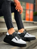 KB-X155 Kuback Beyaz Cilt Siyah Cilt Detaylı Siyah Yüksek Taban Günlük Spor Ayakkabı thumbnail 1