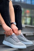 KB-X204 Kuback Gri Keten Beyaz Yüksek Taban Günlük Erkek Spor Ayakkabı thumbnail 2