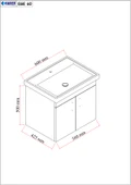 Karen Banyo Ege 60 Cm, Lavabolu Alt Banyo Dolabı, Kapaklı Banyo Alt Dolabı, Seramik Lavabo Dahil - 4