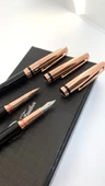 Rose Gold Detaylı 3lü Kalem Seti - Dolma, Roller ve Tükenmez Kalem | Lüks Hediye Kutulu - 1