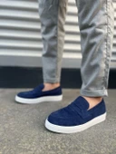 JY180 Estilo X Bağcıksız Süet Erkek Günlük Spor Klasik Ayakkabı SBT - Lacivert - 2