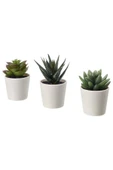 IKEA Fejka Kaktüs 3 Lü Set Yapay Bitki Çiçek Saksılı Kaktüs 6 Cm - 1