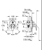 Grohe BauEdge Ankastre Banyo/Duş Bataryası, Krom, 29039000 - 2