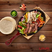 Lava Döküm Oval Fajita Tabağı Döküm Demir Yekpare Saplı Ölçü 17x23cm.-Bordo thumbnail 7