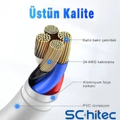 ScHitec 3 Paket 3A 60W UsbA to Lightning Hızlı Data ve Şarj Kablosu 1 Metre/ 2 Metre/ 3 Metre Beyaz thumbnail 6