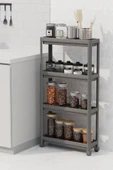 Mithra Life 4 Katlı Tekerlekli Slim İnce Gri Banyo Mutfak Rafı MIT1202 thumbnail 3