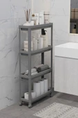 Mithra Life 4 Katlı Tekerlekli Slim İnce Gri Banyo Mutfak Rafı MIT1202 thumbnail 2