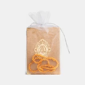 Gül Kokulu Tesbih + Yasin Hediye Seti (Çanta Boy, Lafzatullah, Tül Keseli, Gold) - 1