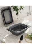 Büyük Boy Katlanır Lavabo Süzgeci, Silikon Akordiyon Meyve Sebze Ayarlanır Süzgeç 6,3 Litre thumbnail 5