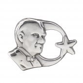 Ay Yıldız Atatürk 925 Ayar Gümüş Rozet Yaka İğnesi - 2