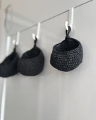 3 adet Bohem El Dokuma Asılı Sepet Seti, Küçük Eşyaları Asmak İçin, Sanatsal Tasarım, Raf Sepetleri - 6