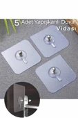 Mithra Life 5 Adet Şeffaf Yapışkanlı Duvar Tablo Çerçeve Vida Çivisi Askısı MIT1195 - 1