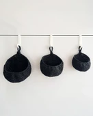 3 adet Bohem El Dokuma Asılı Sepet Seti, Küçük Eşyaları Asmak İçin, Sanatsal Tasarım, Raf Sepetleri - 8