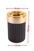 2 Adet Çizgili Oto Kokusuz Gold Küllük, Kokusuz Dumansız Yuvarlak Lüks Küllük 2’li Set Siyah-Kırmızı thumbnail 4