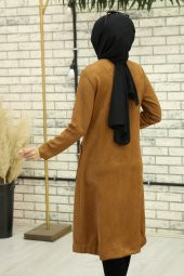 Süet Fermuarlı Kap - Taba - 2