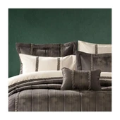 Zebra Casa Lenora Nakışlı Battaniye Seti Gri thumbnail 2