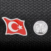 Şanlı Türk Bayrağı Ay Yıldız 925 Ayar Gümüş Rozet Yaka İğnesi - 1