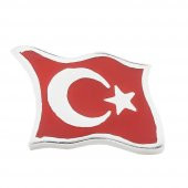 Şanlı Türk Bayrağı Ay Yıldız 925 Ayar Gümüş Rozet Yaka İğnesi - 2