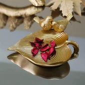 Selim Dekor Kuşlu Tabak Altın thumbnail 3