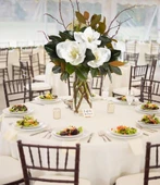 Yapay Çiçek 3Dallı Buket Manolya Gerçek Dokulu Magnolia 32cm BEYAZ thumbnail 8