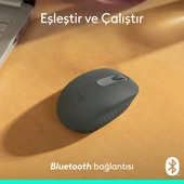 M196 Bluetooth Kablosuz Kompakt Pc ve Mac ile Uyumlu Mouse - Siyah thumbnail 3