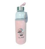 Figürlü Peluş Kılıflı Renkli Cam Matara Suluk 500 ml HK5017 thumbnail 4