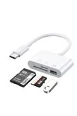 Usb Type C To SD Micro SD TF Kart Okuyucu ve USB Çevirici 3 in 1 Dönüştürücü Adaptör 5232 thumbnail 2