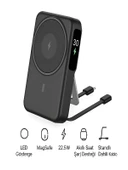 10000mAh 22.5W Type-C Lightning Kablolu/Kablosuz Standlı Telefon/Saat Şarj LCD Magsafe Powerbank thumbnail 1