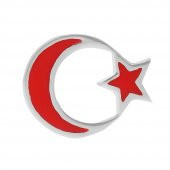 Ay Yıldız 925 Ayar Gümüş Rozet Yaka İğnesi - 2