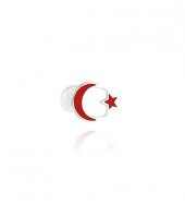 Ay Yıldız 925 Ayar Gümüş Rozet Yaka İğnesi - 3