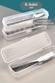 Mithra Life 6 Adet Şeffaf Çeyizlik Çatal Kaşık Düzenleyici Taşıma Seti Piknik Saklama Kutusu MIT1239 thumbnail 6
