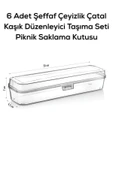 Mithra Life 6 Adet Şeffaf Çeyizlik Çatal Kaşık Düzenleyici Taşıma Seti Piknik Saklama Kutusu MIT1239 thumbnail 2