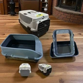 2 li set 8-10 kg taşıma kapasiteli taşım çantası ve xxl kedi açıl tuvaleti - 1