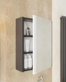 Karen Banyo Kemer 45 Cm, Lavabolu, Aynalı, Banyo Dolabı, Mat Antrasit, Lavabo Dahil - 3