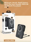 10000mAh 22.5W Type-C Lightning Kablolu/Kablosuz Standlı Telefon/Saat Şarj LCD Magsafe Powerbank thumbnail 6