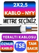 Öznur 2X2,5 NYY (Yeraltı Kablosu) Metre Seçenekli - 1