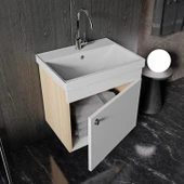 Karen Banyo Milano 50 Cm Lavabolu Banyo Dolabı, Lavabo Dahil, Ayna Dahil, Sonomo Meşe - 2