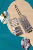 Mucit Home 3 Başlıklı Paslanmaz Sebze Dilimleyici Rende - 1