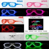 Glow Model Led Işıklı Parti Gözlüğü 3 Modlu 5 Renk 5 Adet - 1
