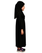 Penye Kendinden Başörtülü Çocuk Namaz Elbisesi Siyah/ 6-7-8 yaş - 2