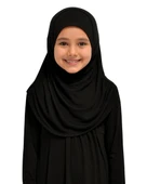 Penye Kendinden Başörtülü Çocuk Namaz Elbisesi Siyah/ 6-7-8 yaş - 3