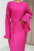 Fuşya İspanyol Kol Piliseli Elbise thumbnail 3