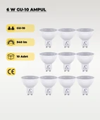 6W GU10 Led Ampul 3200K Sarı Işık 10 Adet - 1